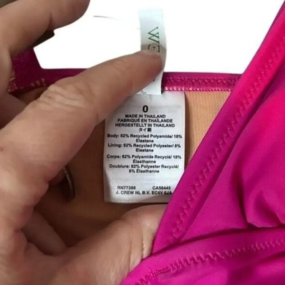 J.Crew Ruched V-Neck One Piece Swimsuit Radiant Fuchsia Pink UPF 50 NWT Size 0